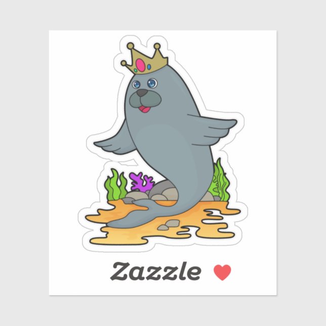 Seal as King with Crown Sticker (Sheet)