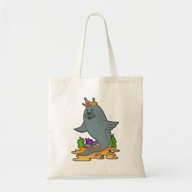 Seal as King with Crown Tote Bag (Front)