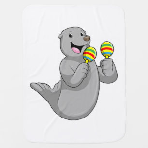 Seal as Musician with Maracas Baby Blanket