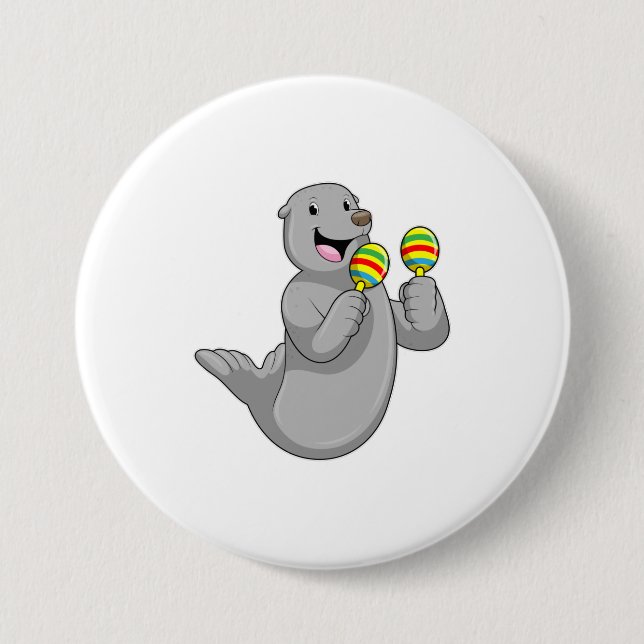 Seal as Musician with Maracas Button (Front)