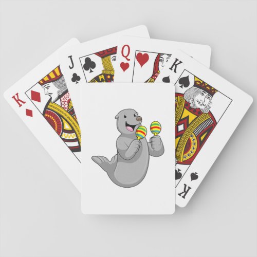 Seal as Musician with Maracas Playing Cards