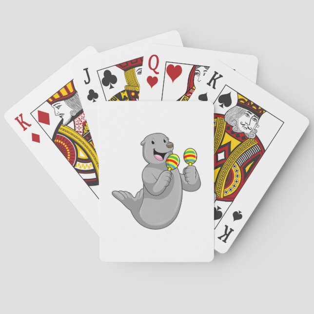 Seal as Musician with Maracas Poker Cards (Back)