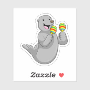 Seal as Musician with Maracas Sticker