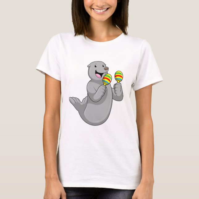Seal as Musician with Maracas T-Shirt (Front)