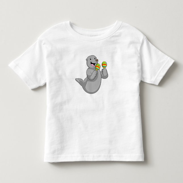 Seal as Musician with Maracas Toddler T-shirt (Front)