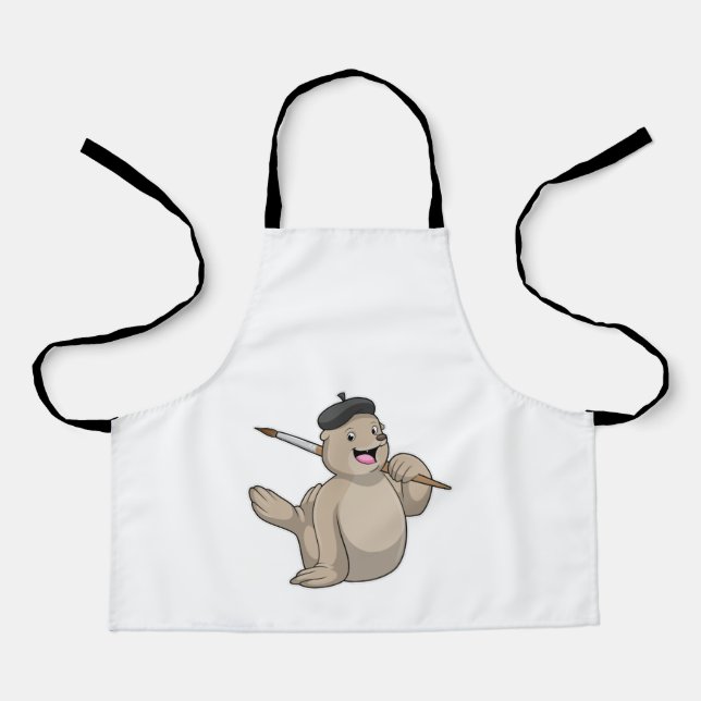 Seal as Painter with Paint brush Apron (Front)