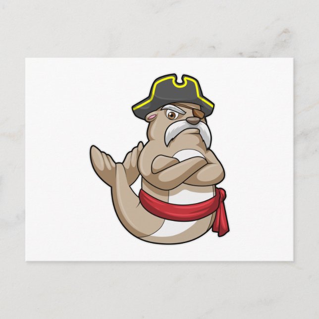 Seal as Pirate with Pirate hat Postcard (Front)