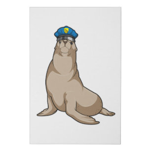 Seal as Police officer Faux Canvas Print