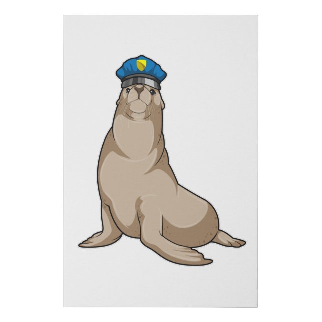 Seal as Police officer Faux Canvas Print (Front)