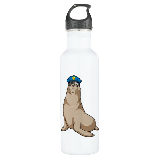 Seal as Police officer Stainless Steel Water Bottle (Front)