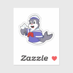 Seal as Sailor with Boat Sticker