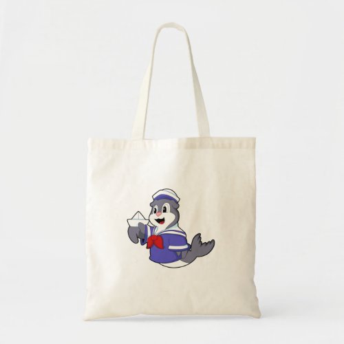 Seal as Sailor with Boat Tote Bag