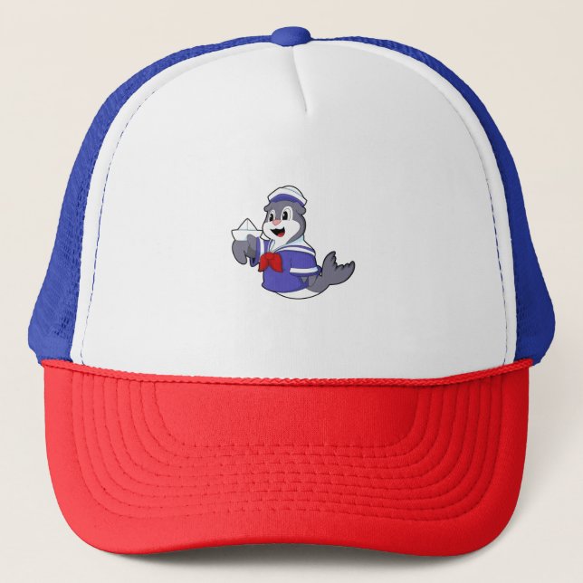 Seal as Sailor with Boat Trucker Hat (Front)