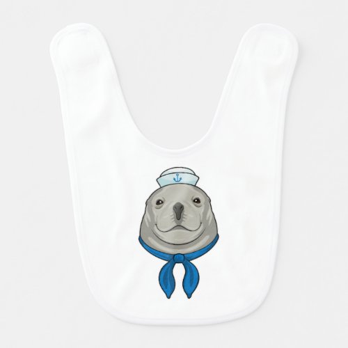 Seal as Sailor with Sailor hat Baby Bib