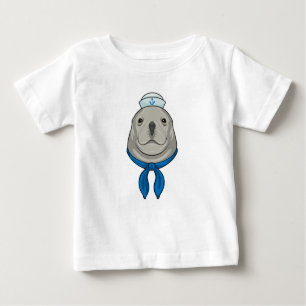 Seal as Sailor with Sailor hat Baby T-Shirt