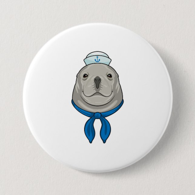 Seal as Sailor with Sailor hat Button (Front)