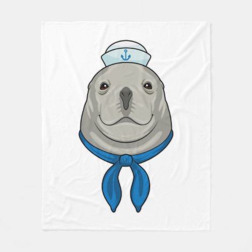 Seal as Sailor with Sailor hat Fleece Blanket