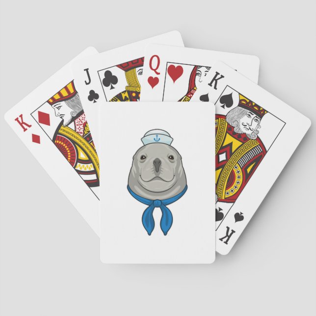 Seal as Sailor with Sailor hat Poker Cards (Back)