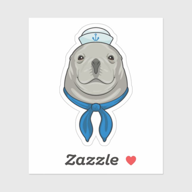 Seal as Sailor with Sailor hat Sticker (Sheet)