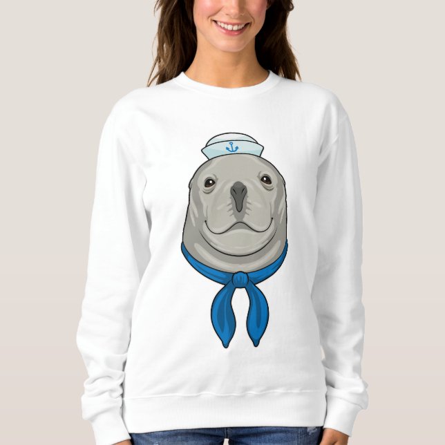 Seal as Sailor with Sailor hat Sweatshirt (Front)