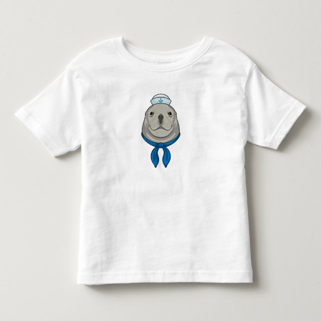 Seal as Sailor with Sailor hat Toddler T-shirt (Front)