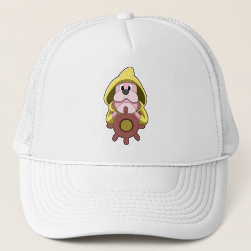 Seal as Sailor with Steering wheel Trucker Hat