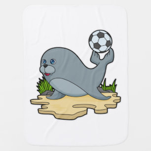 Seal as Soccer player with Soccer Baby Blanket