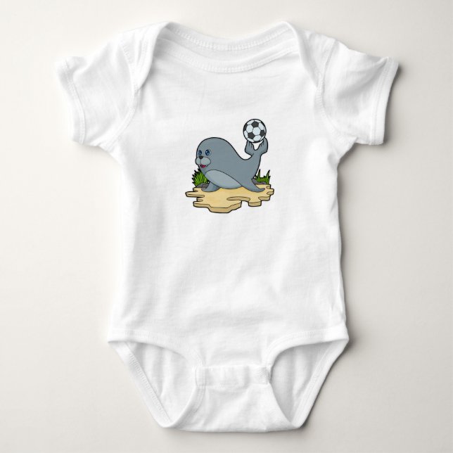 Seal as Soccer player with Soccer Baby Bodysuit (Front)