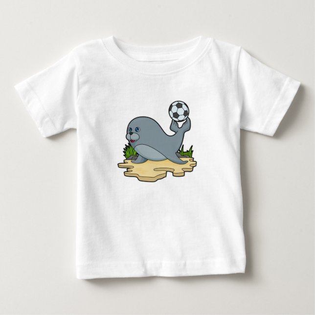 Seal as Soccer player with Soccer Baby T-Shirt (Front)