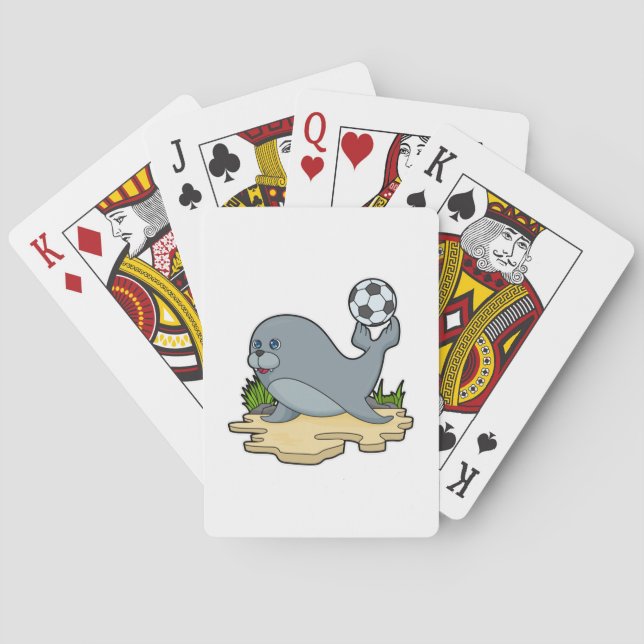 Seal as Soccer player with Soccer Poker Cards (Back)