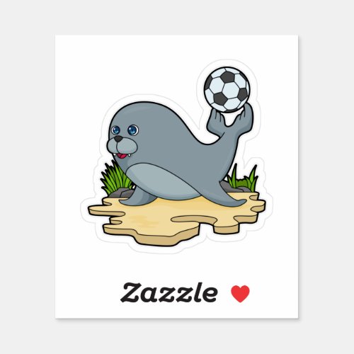 Seal as Soccer player with Soccer Sticker