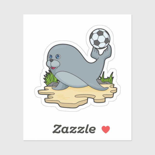 Seal as Soccer player with Soccer Sticker (Sheet)