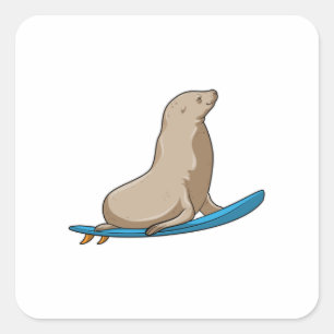 Seal as Surfer with Surfboard