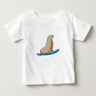 Seal as Surfer with Surfboard Baby T-Shirt