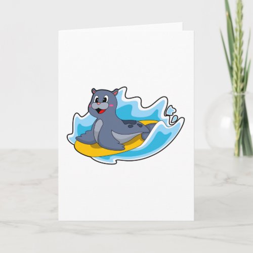 Seal as Surfer with Surfboard Card
