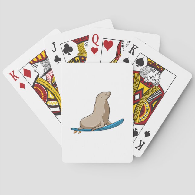 Seal as Surfer with Surfboard Poker Cards (Back)