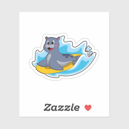 Seal as Surfer with Surfboard Sticker