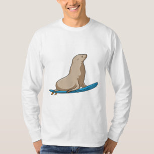 Seal as Surfer with Surfboard T-Shirt