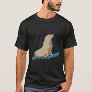 Seal as Surfer with Surfboard T-Shirt