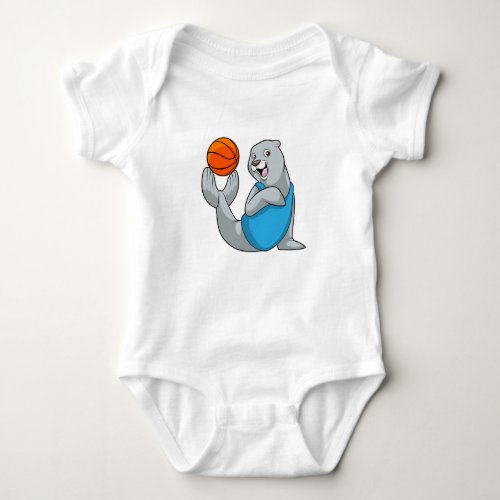 Seal at Basketball Sports Baby Bodysuit