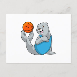 Seal at Basketball Sports Postcard