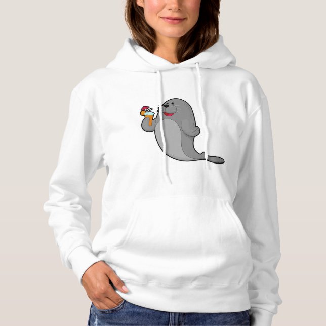 Seal at Drinking with Juice Hoodie (Front)