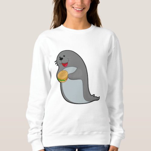 Seal at Eating with Burger Sweatshirt