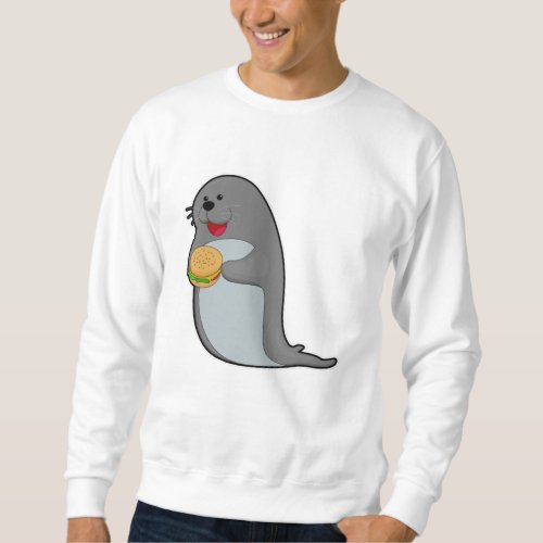 Seal at Eating with Burger Sweatshirt