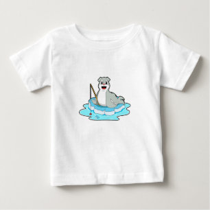 Seal at Fishing with Fishing rod Baby T-Shirt
