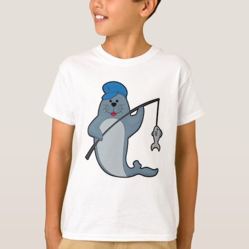 Seal at Fishing with Fishing rod  Fish T_Shirt