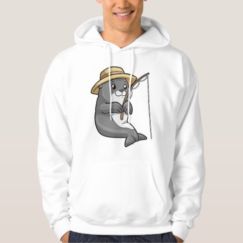 Seal at Fishing with Fishing rod  Hat Hoodie