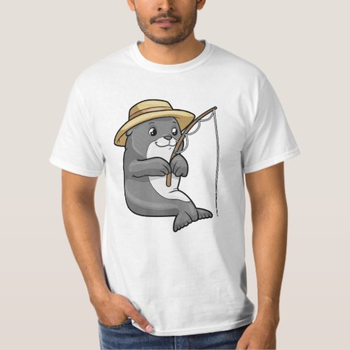 Seal at Fishing with Fishing rod  Hat T_Shirt