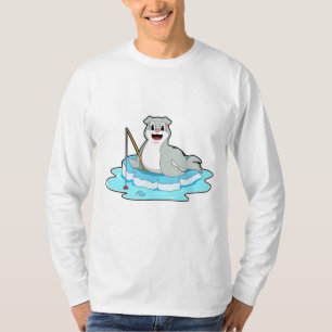 Seal at Fishing with Fishing rod T-Shirt