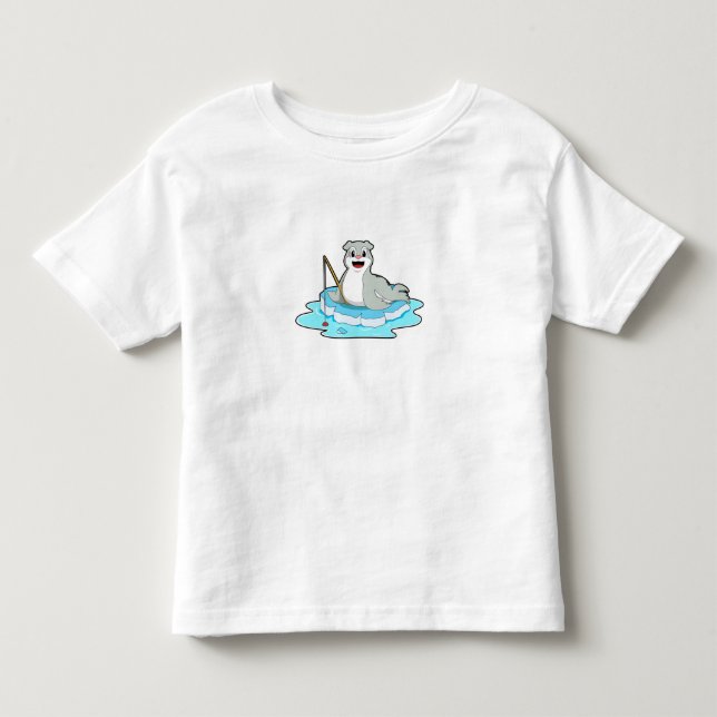 Seal at Fishing with Fishing rod Toddler T-shirt (Front)